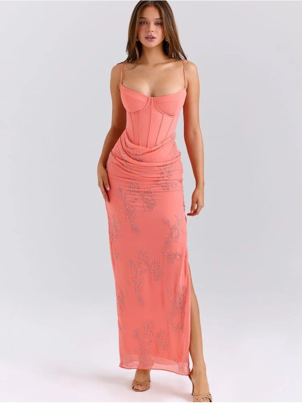 House of CB Coral Corset Maxi Dress with Embroidered Detail